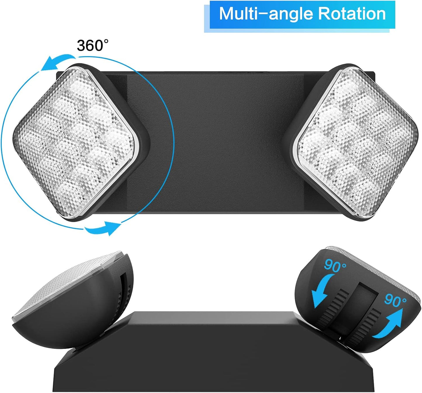 Black LED Exit Sign with Backup