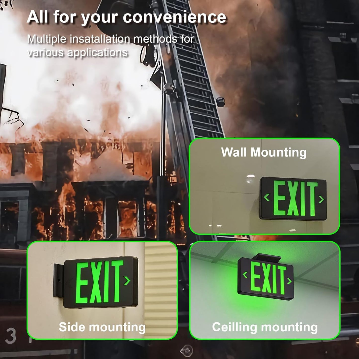 Red LED Exit Sign with Battery Backup