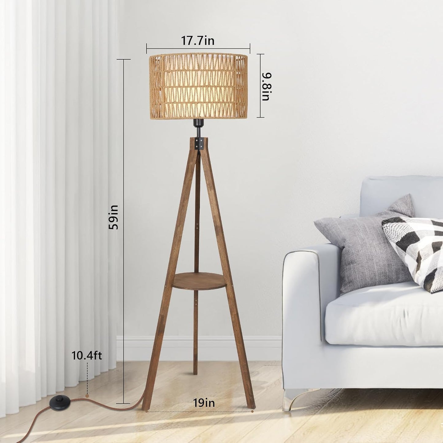 Rattan Tripod Floor Lamp