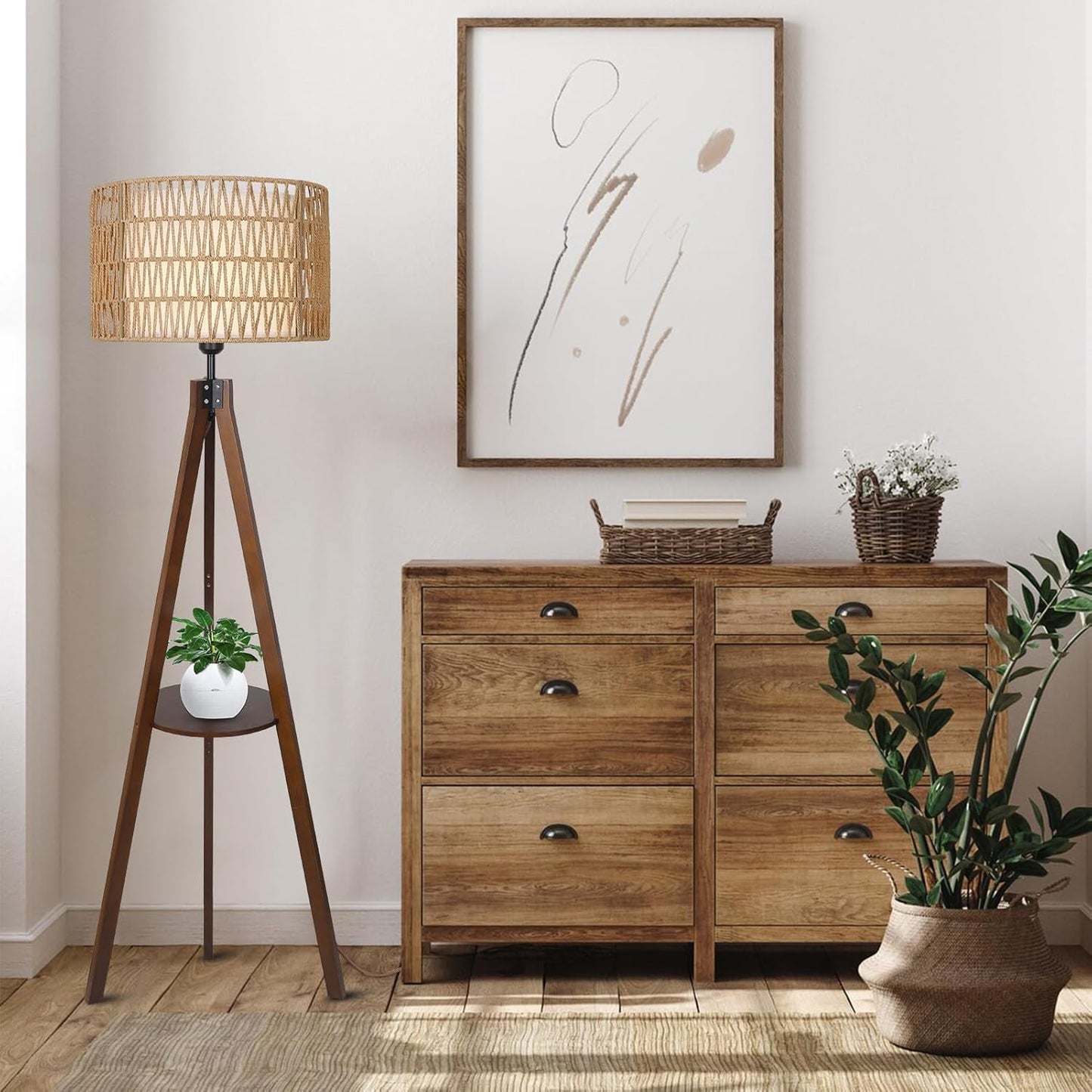 Rattan Tripod Floor Lamp