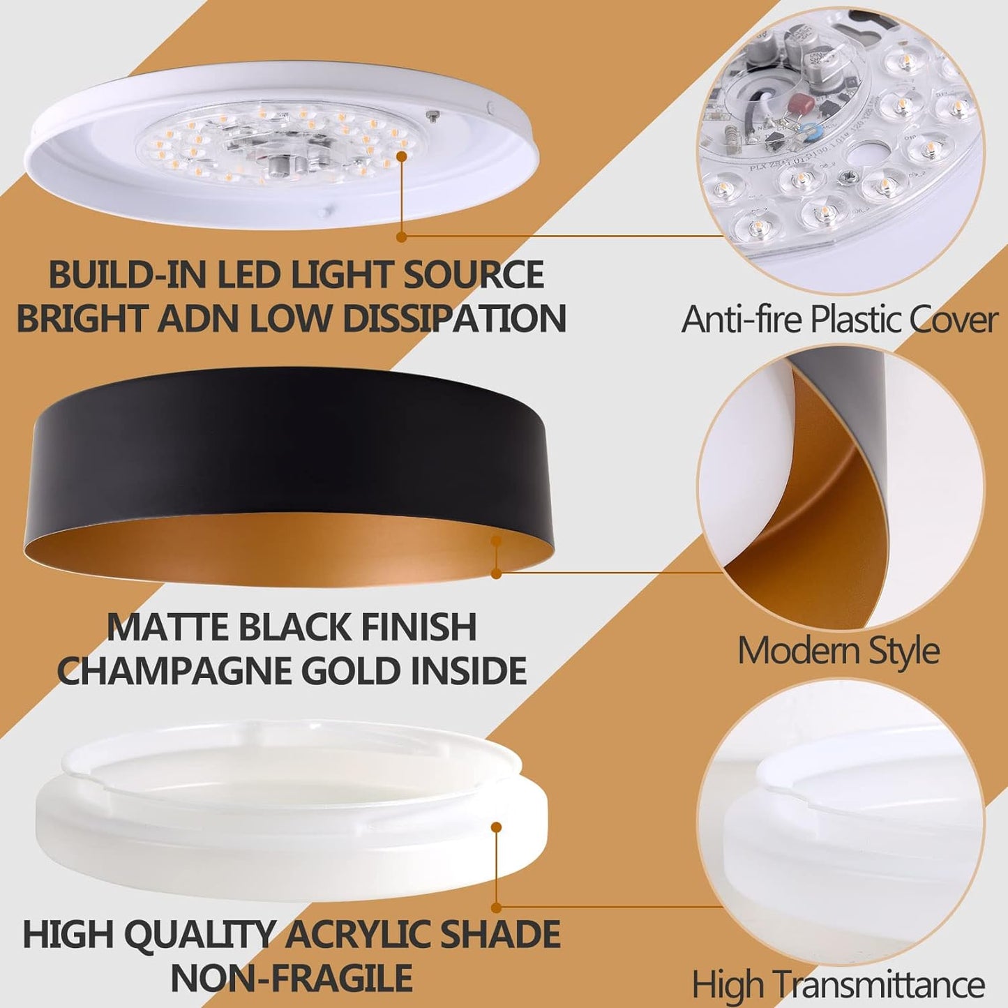 Black Gold LED Ceiling Light