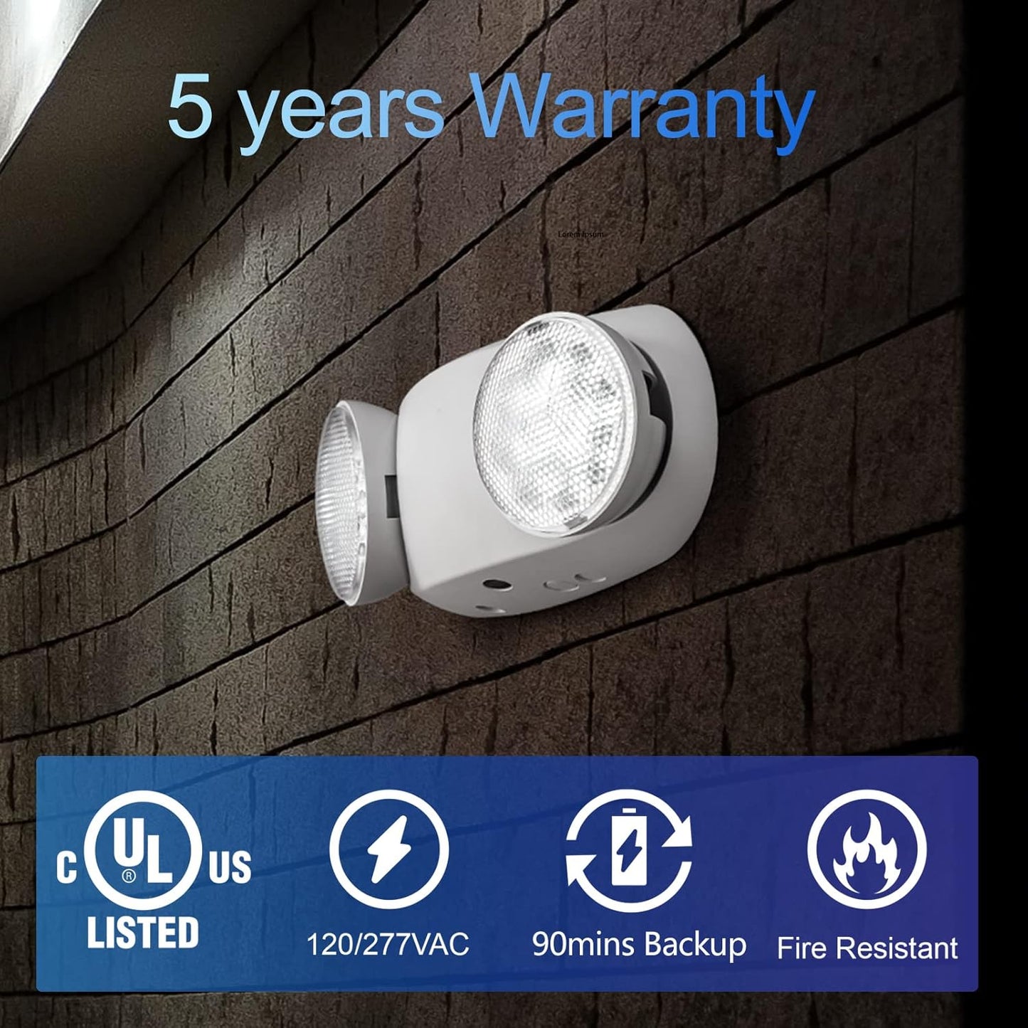 Adjustable LED Emergency Lights, Battery Backup