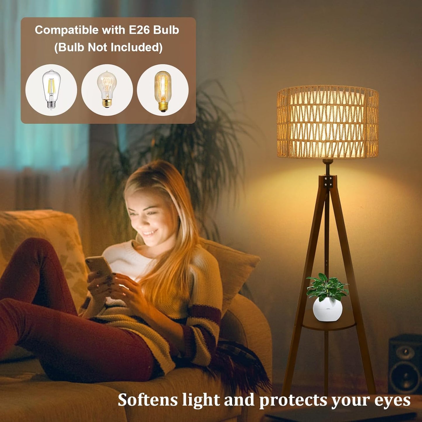 Rattan Tripod Floor Lamp