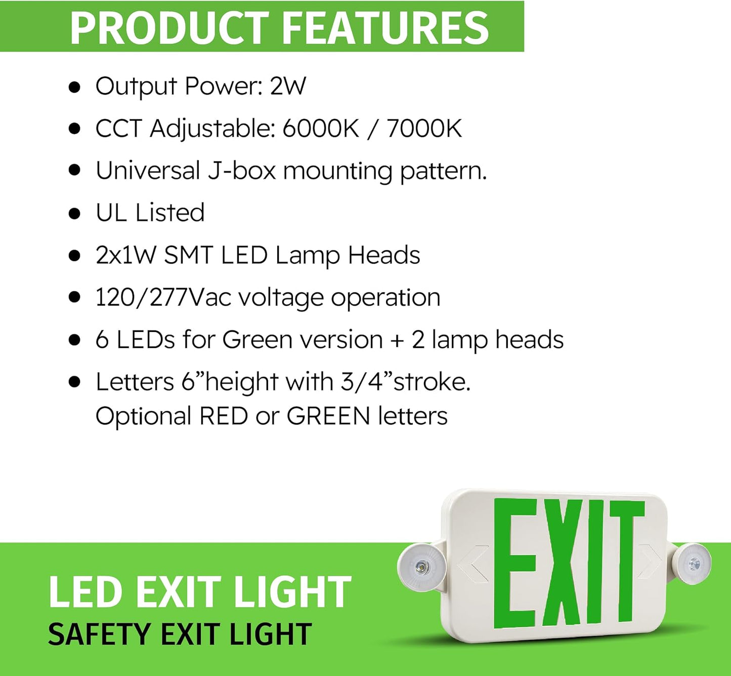 2-Pack LED Emergency Exit Lights