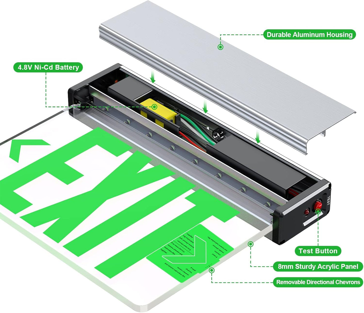 LED Edge-Lit Exit Sign with Battery Backup