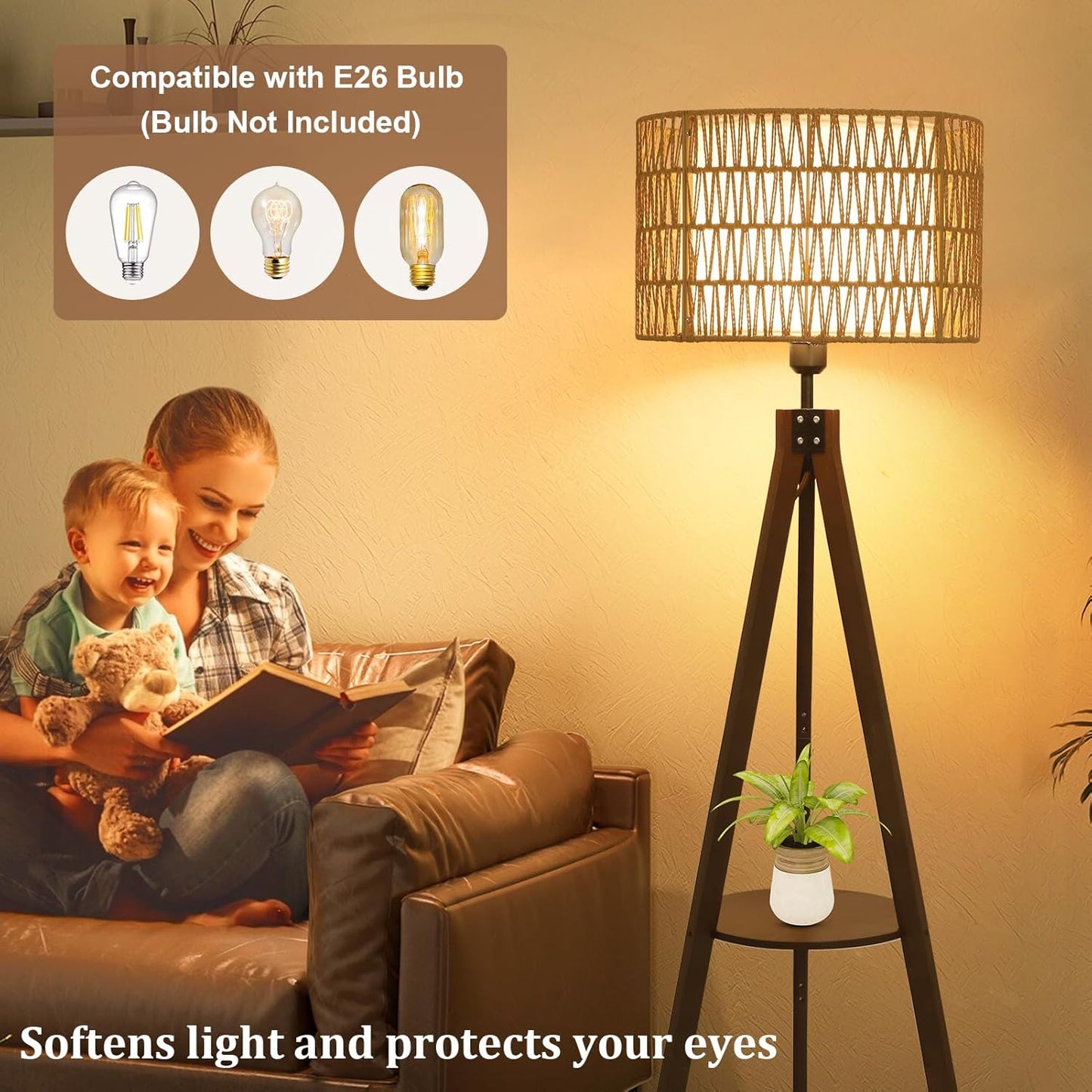 Rattan Tripod Floor Lamp