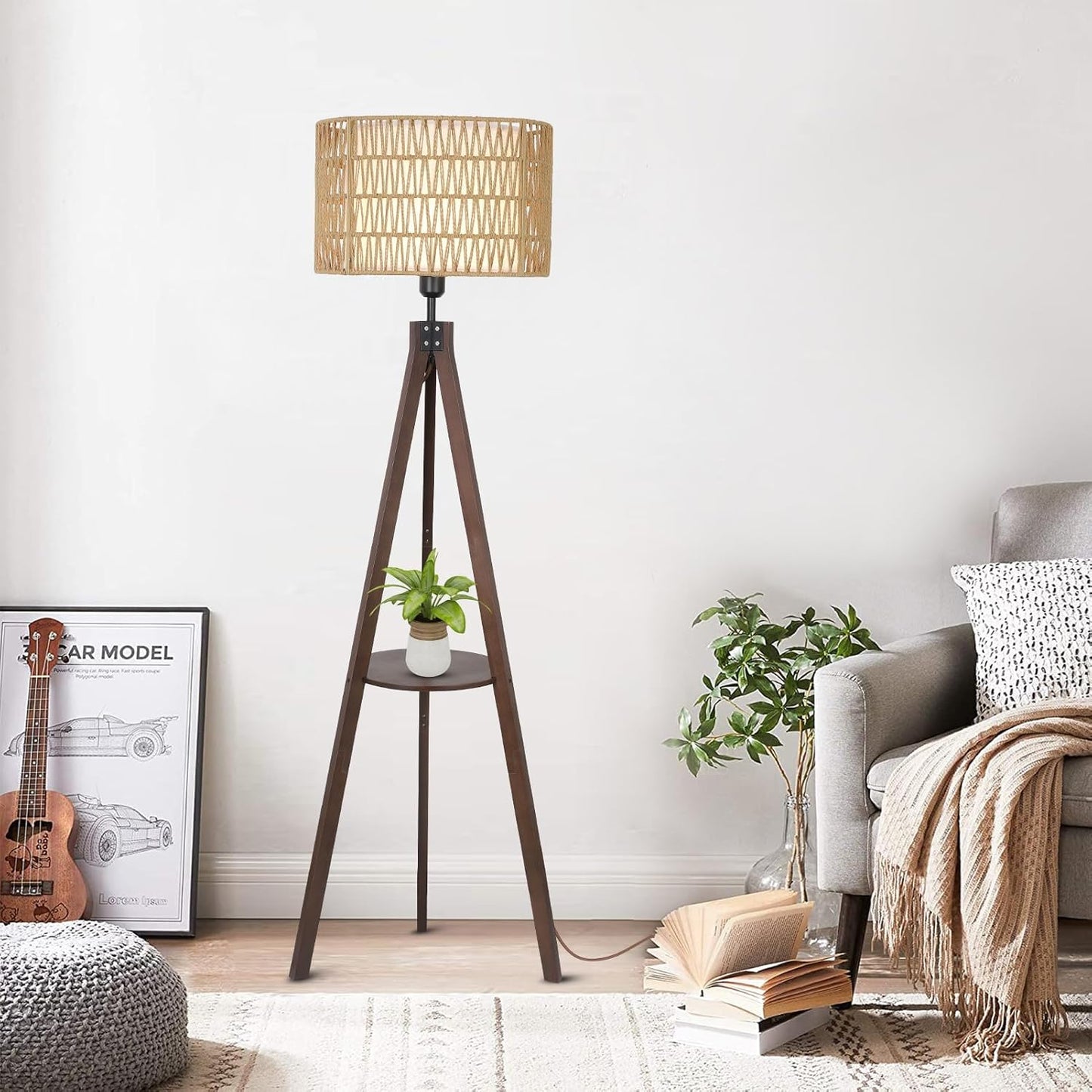 Rattan Tripod Floor Lamp