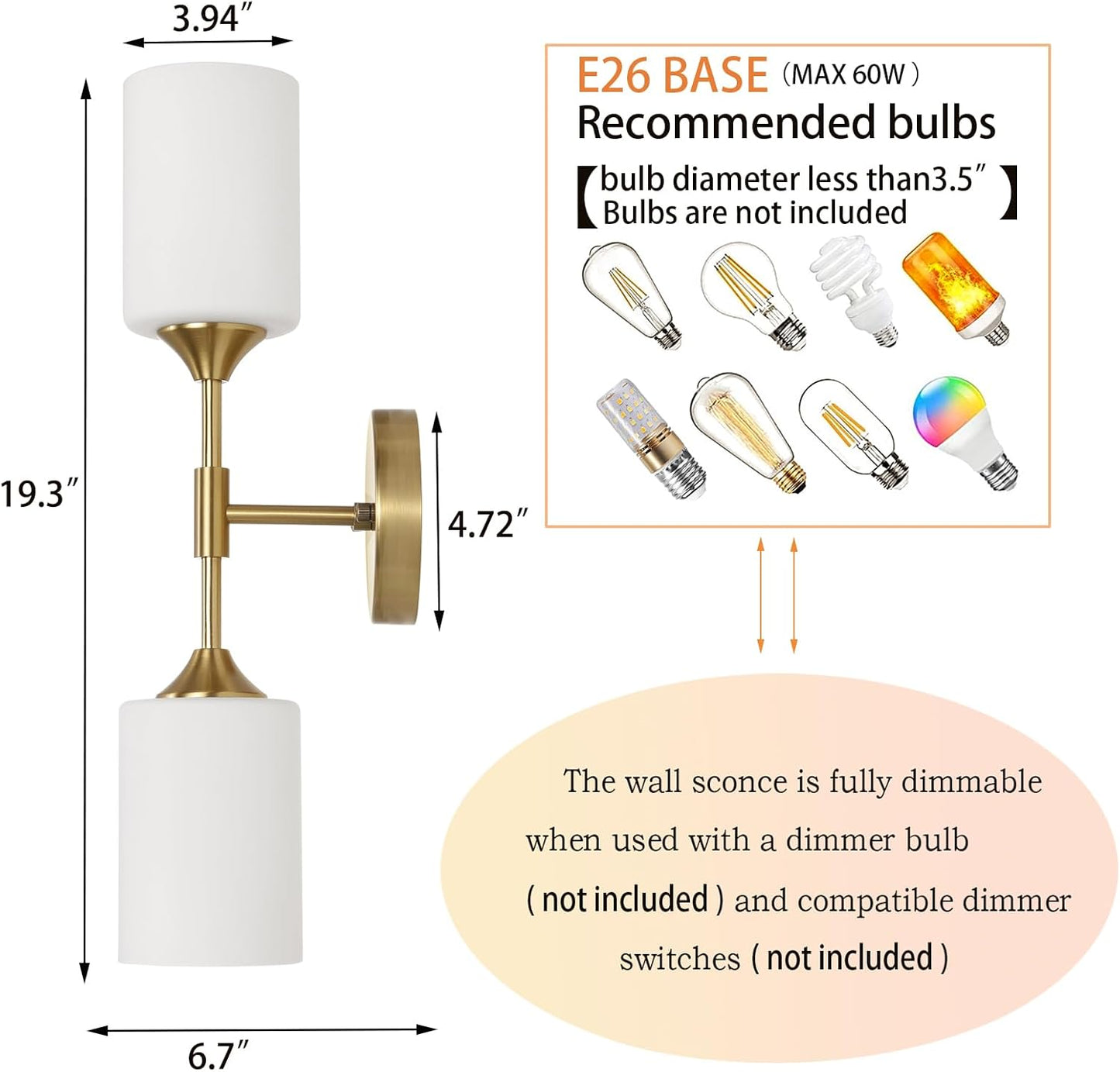 Gold Globe Wall Sconce Light