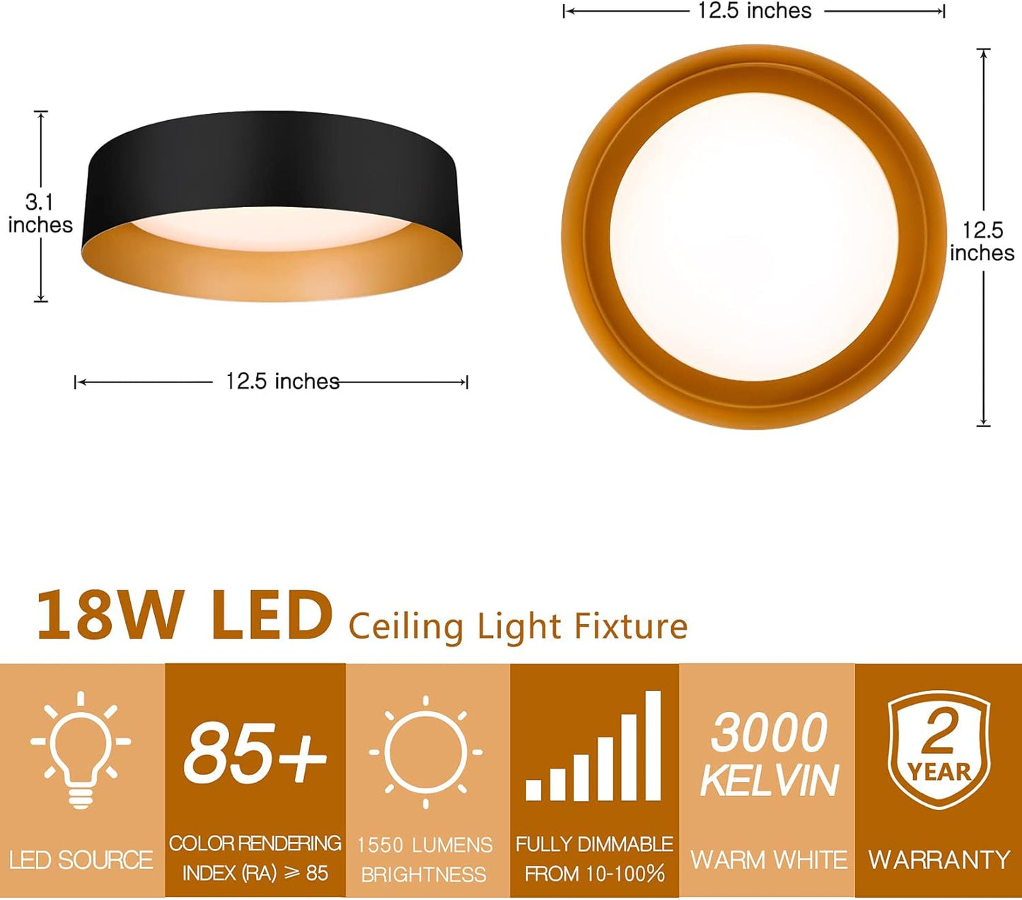Black Gold LED Ceiling Light