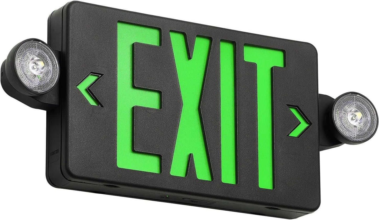 Black LED Exit Sign with Emergency Lights