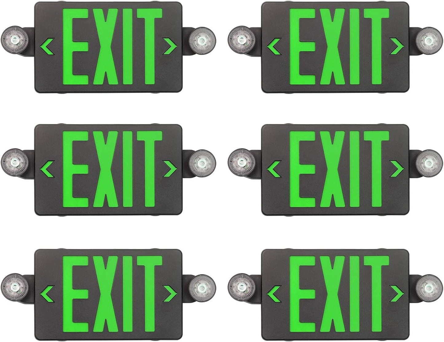 Black LED Exit Sign with Emergency Lights