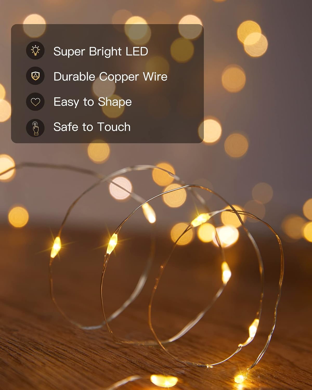 Solar-Powered Warm White Fairy Lights