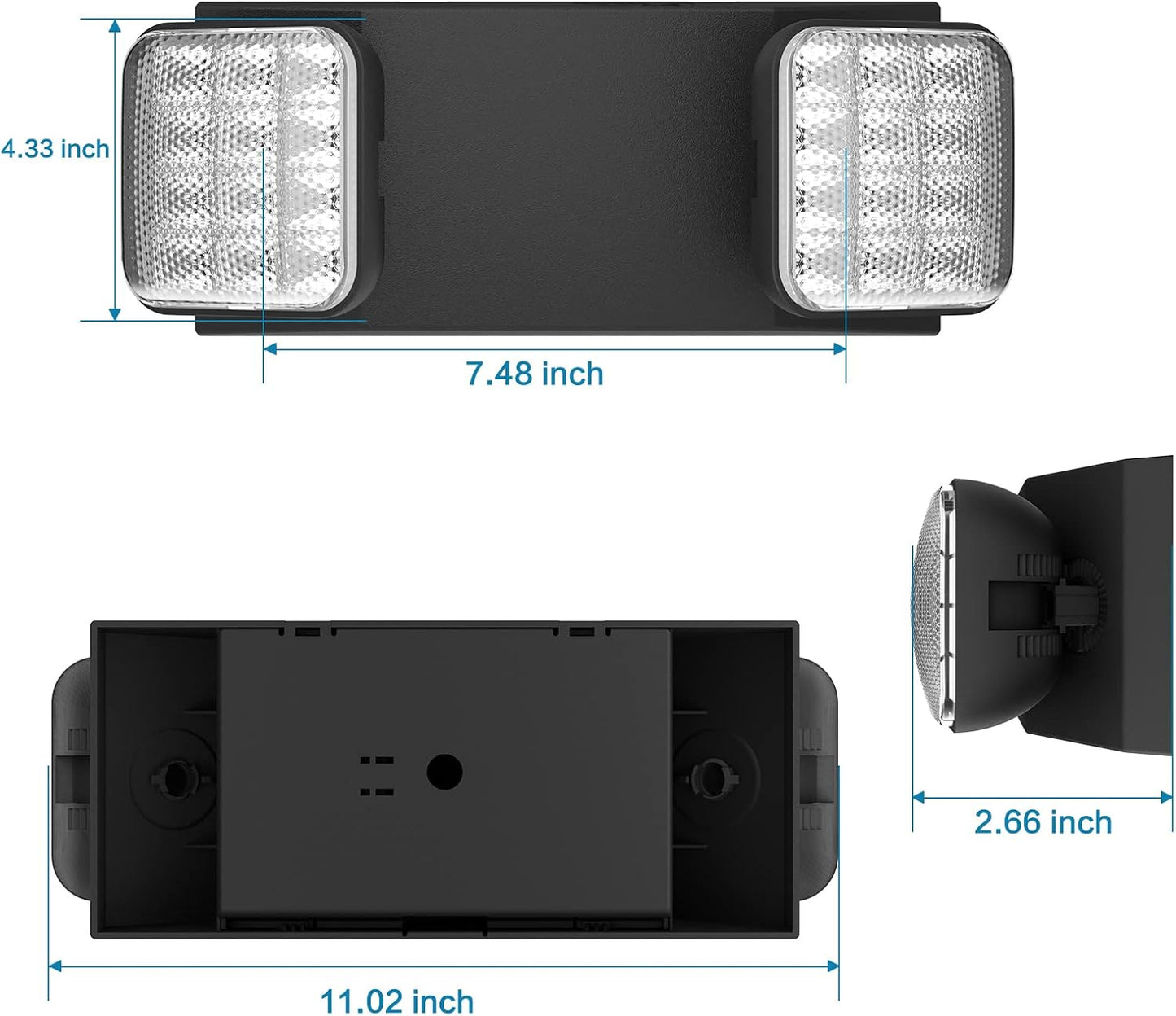 Black LED Exit Sign with Backup