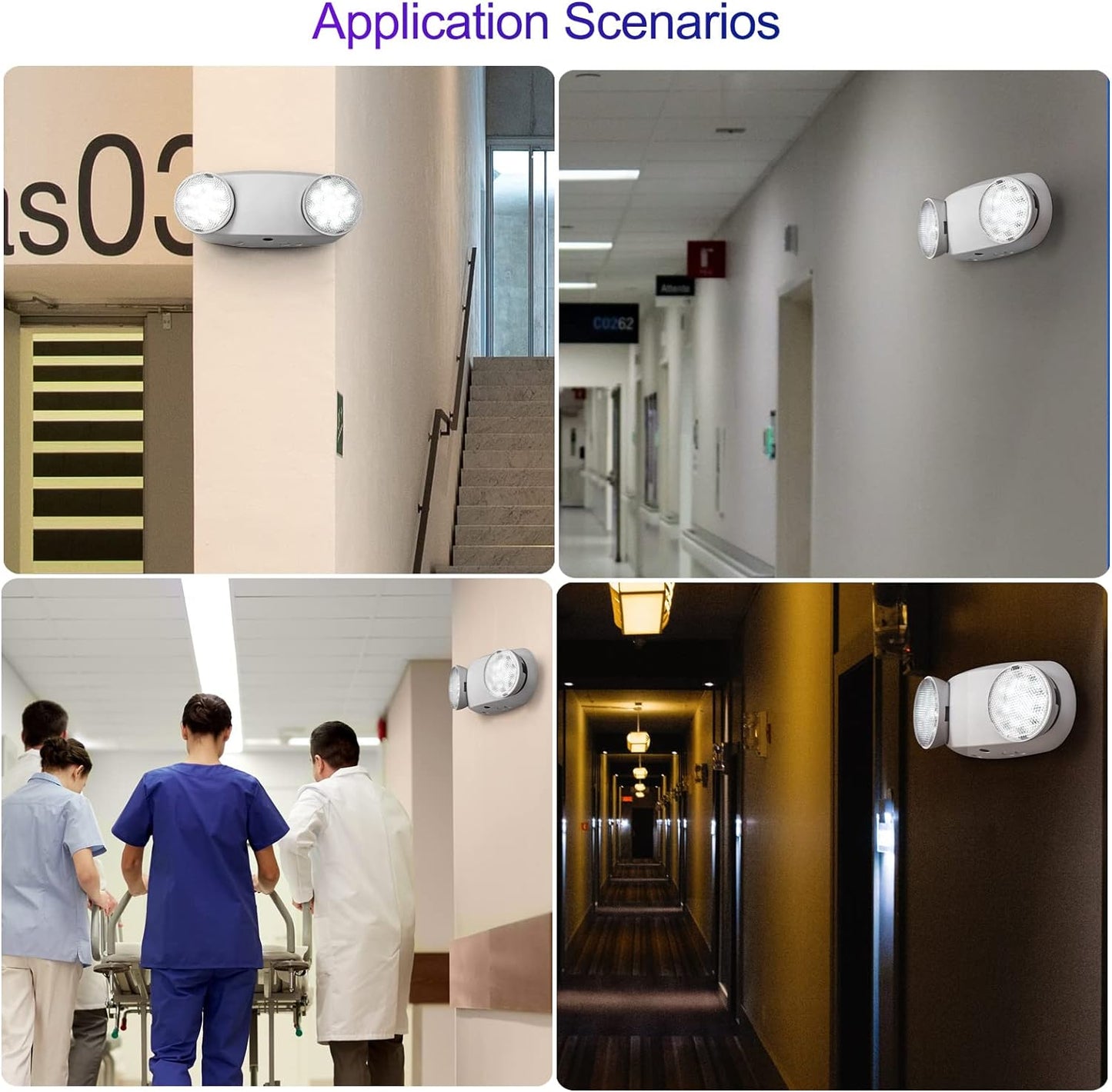 Adjustable LED Emergency Lights, Battery Backup