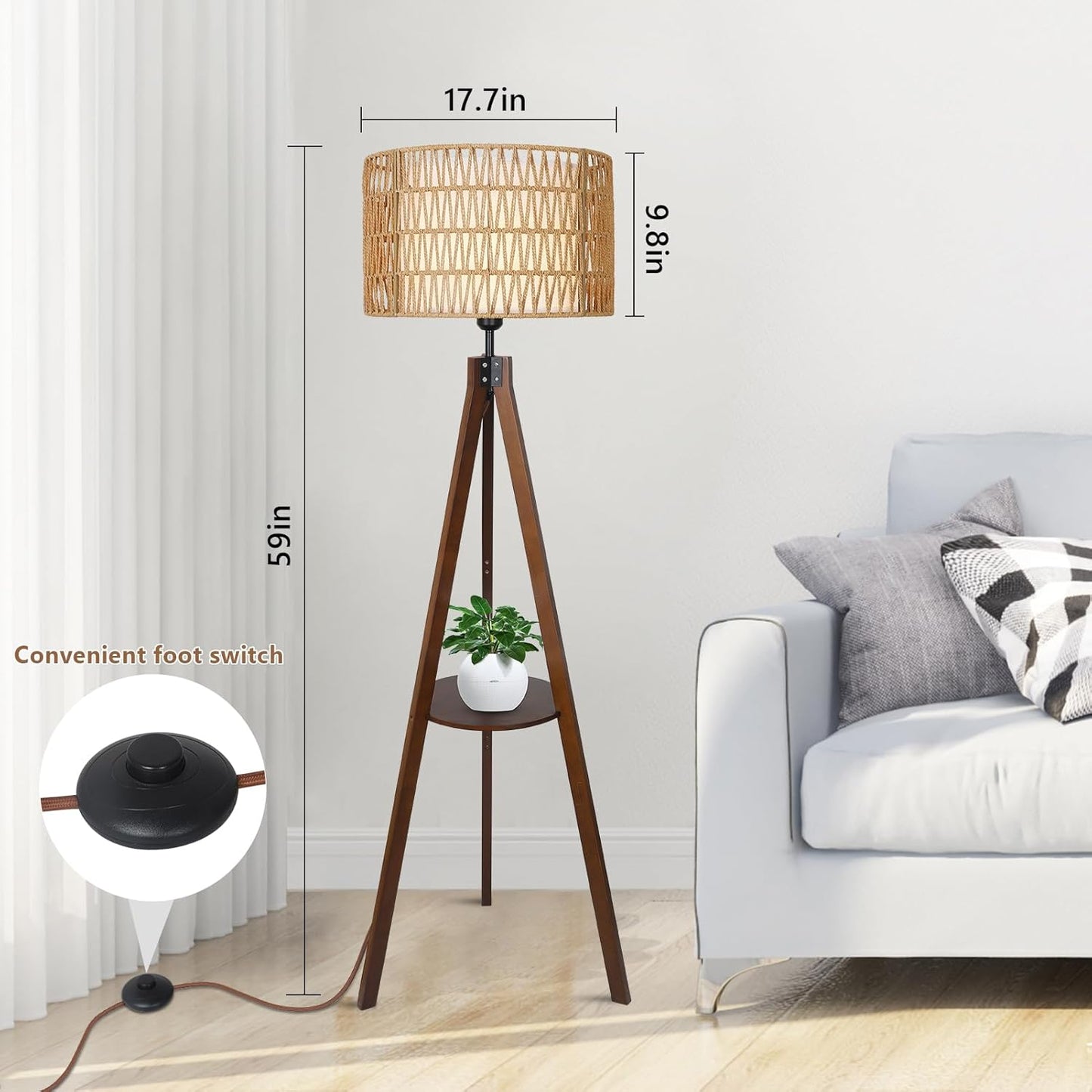 Rattan Tripod Floor Lamp