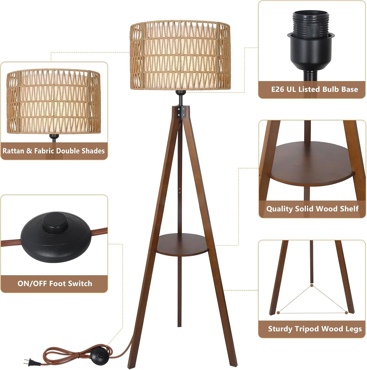 Rattan Tripod Floor Lamp