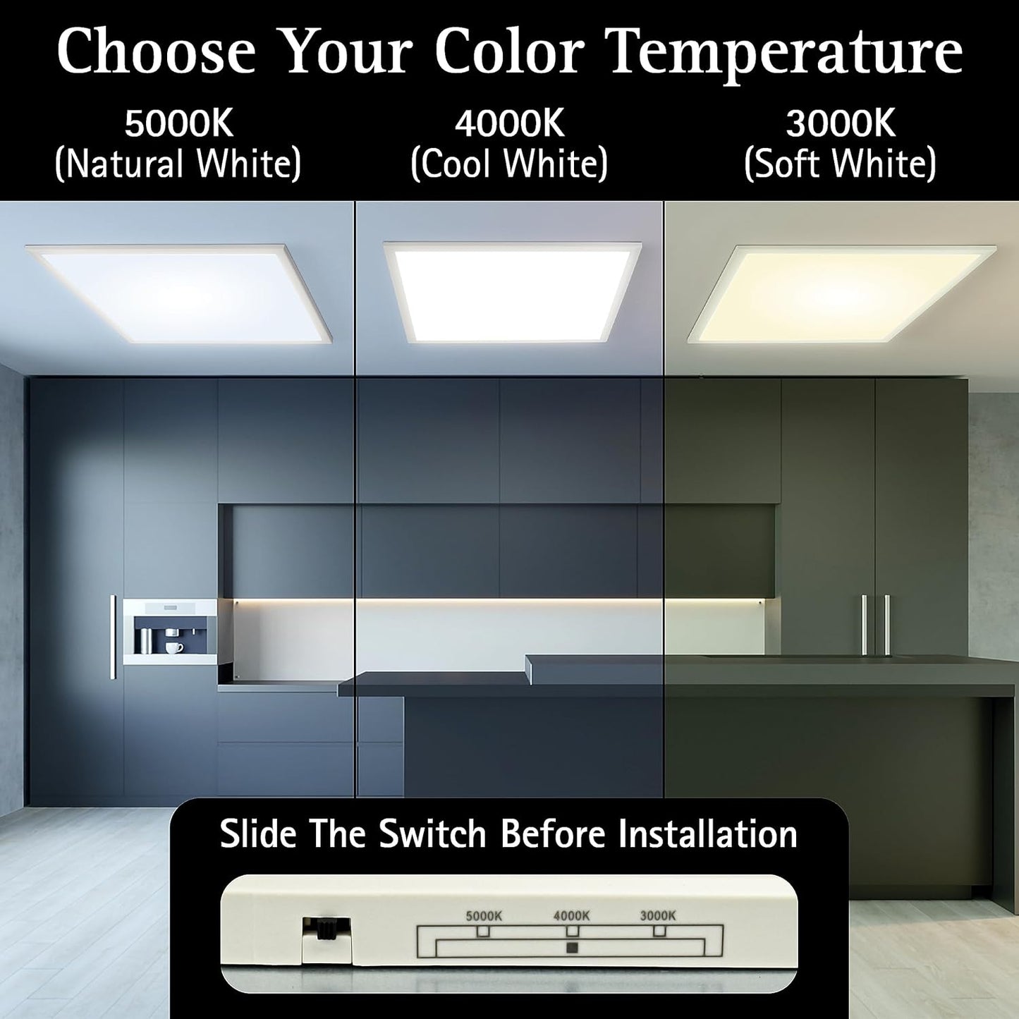 2x4 FT Surface Mount LED Panel, Dimmable & CCT Adjustable