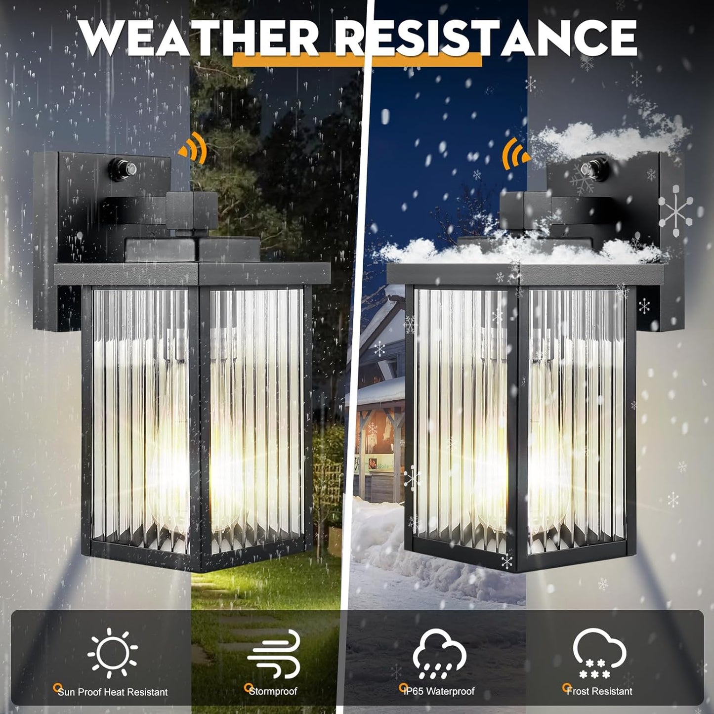 2-Pack Dusk-to-Dawn Outdoor Wall Lights