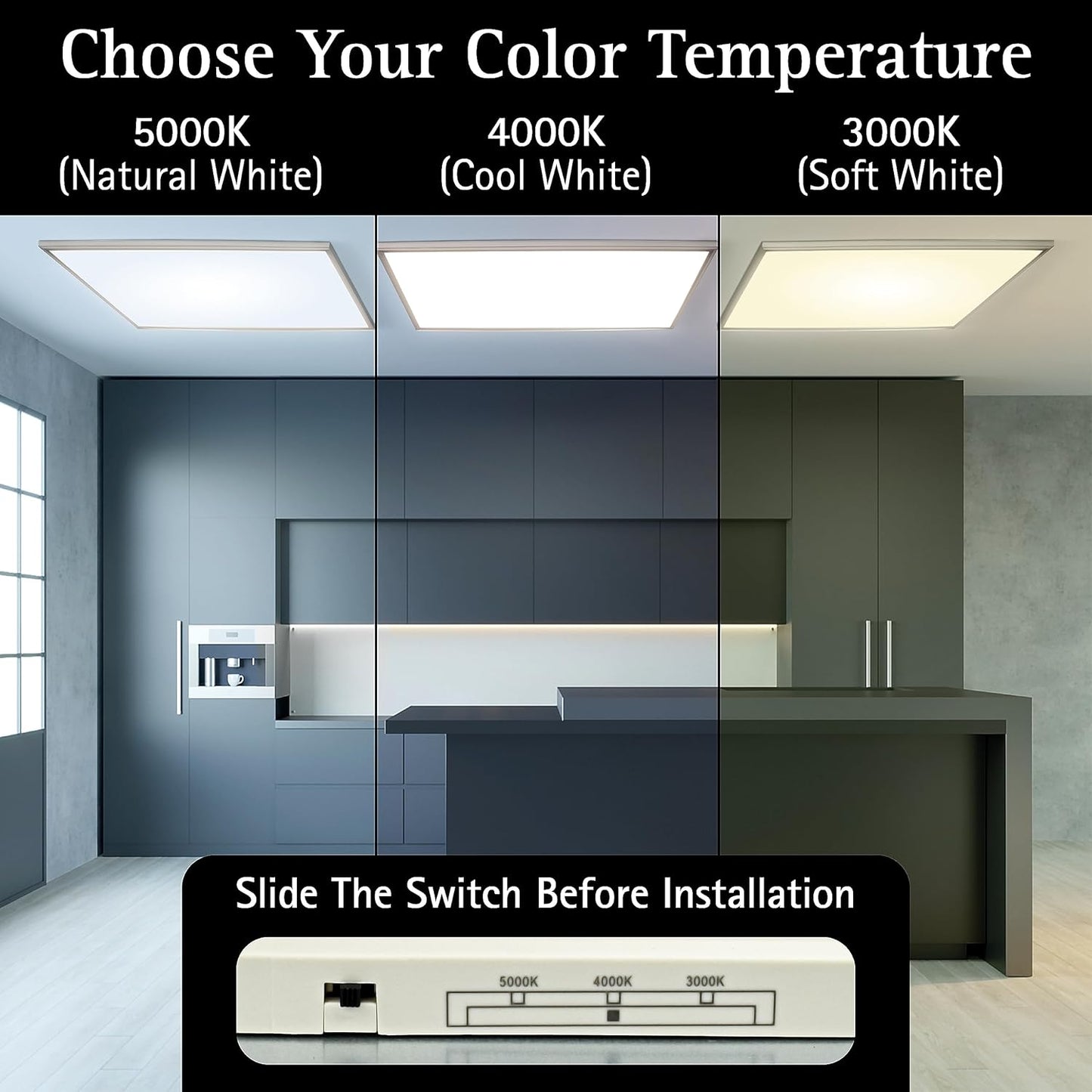 2x4 FT Surface Mount LED Panel, Dimmable & CCT Adjustable