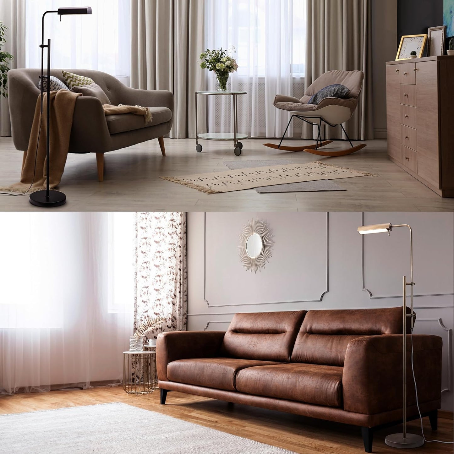 Adjustable Brass Pharmacy Floor Lamp