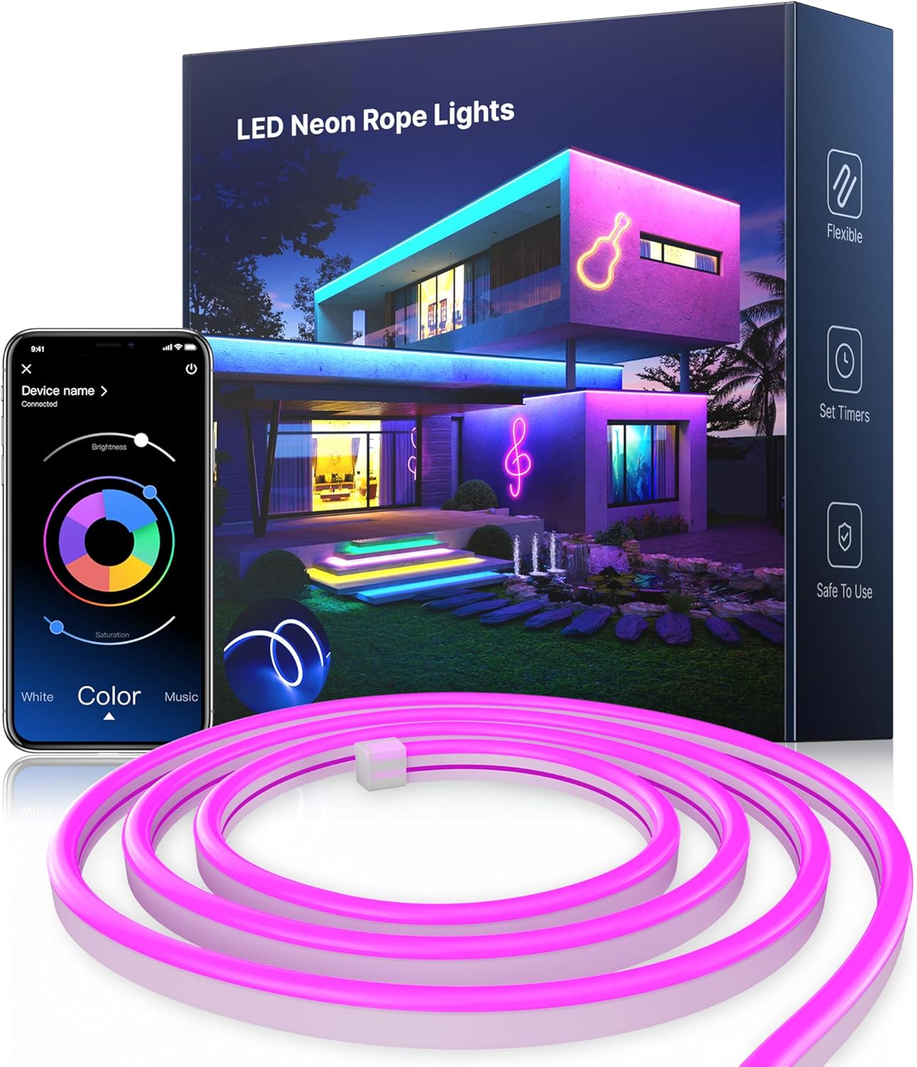 32.8Ft Waterproof RGB Neon Rope Light
