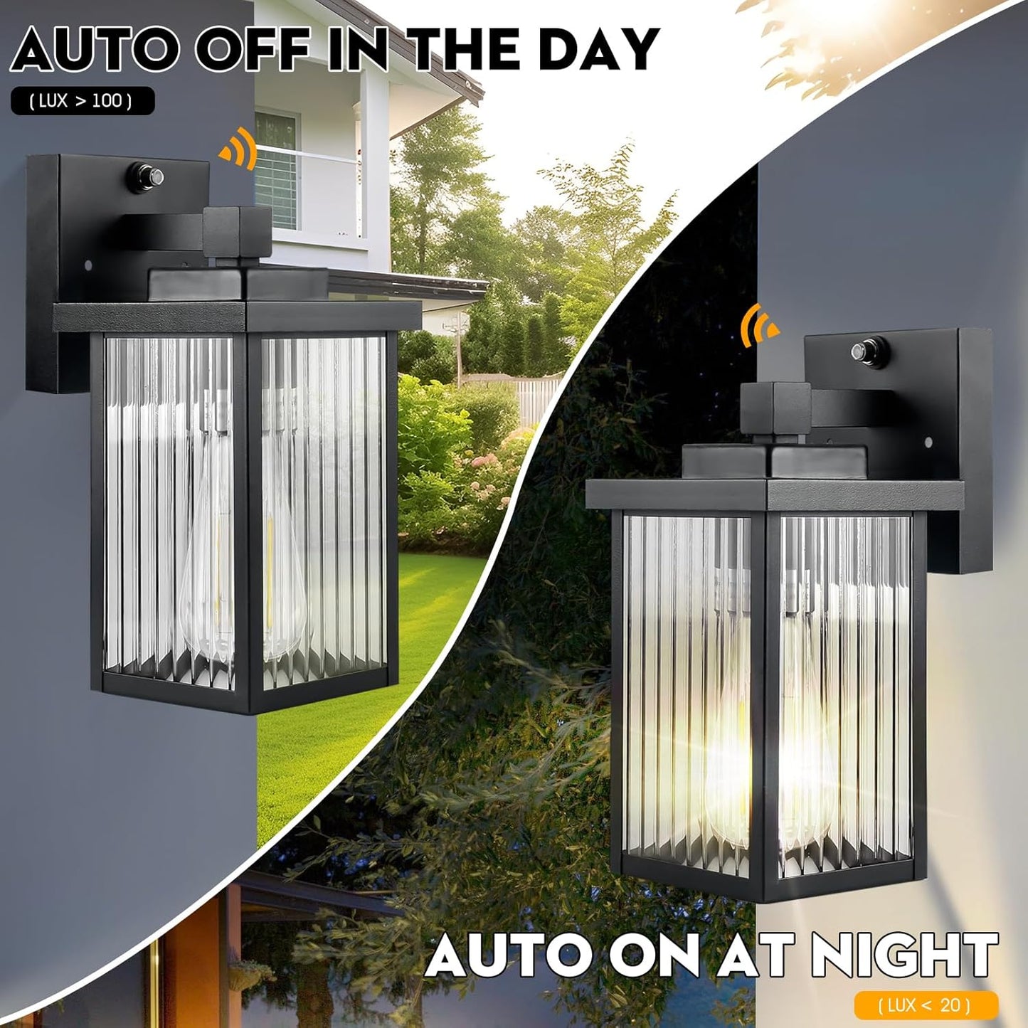2-Pack Dusk-to-Dawn Outdoor Wall Lights