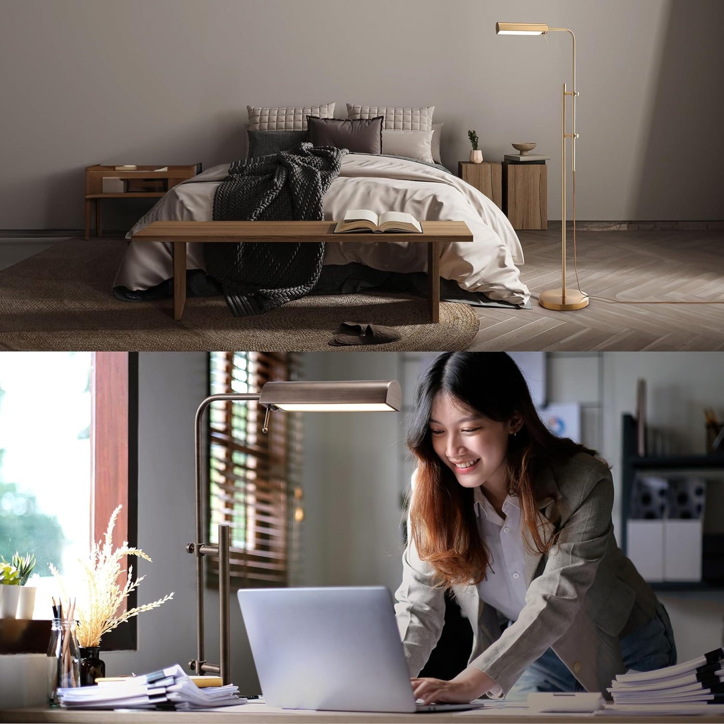 Adjustable Brass Pharmacy Floor Lamp