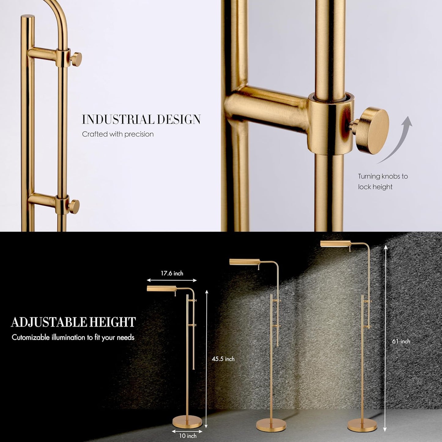 Adjustable Brass Pharmacy Floor Lamp
