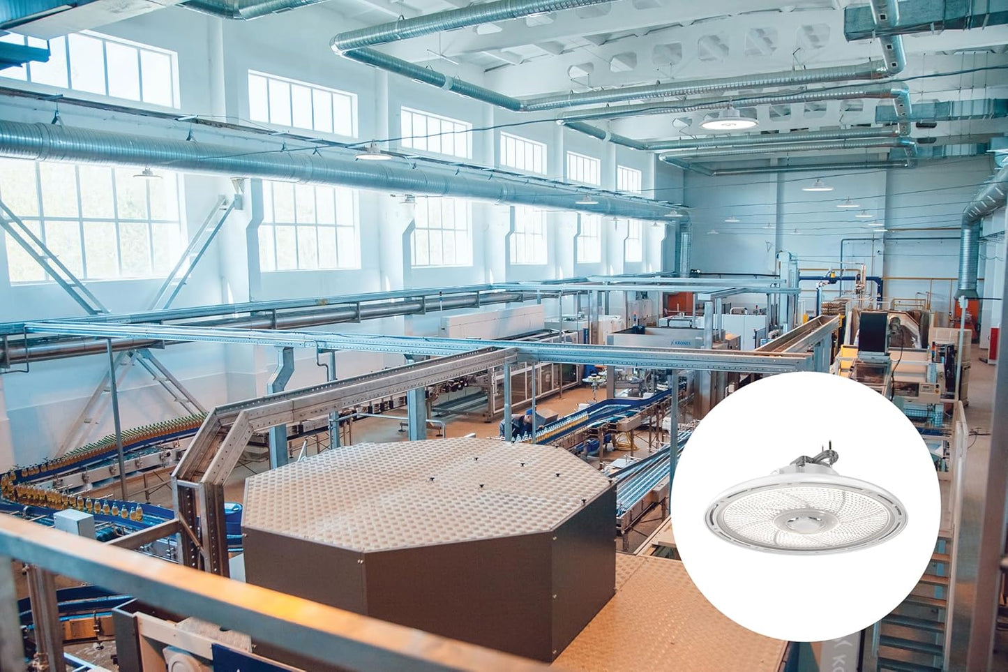 Round High Bay LED Light, 24K-30K Lumens, CCT Adjustable