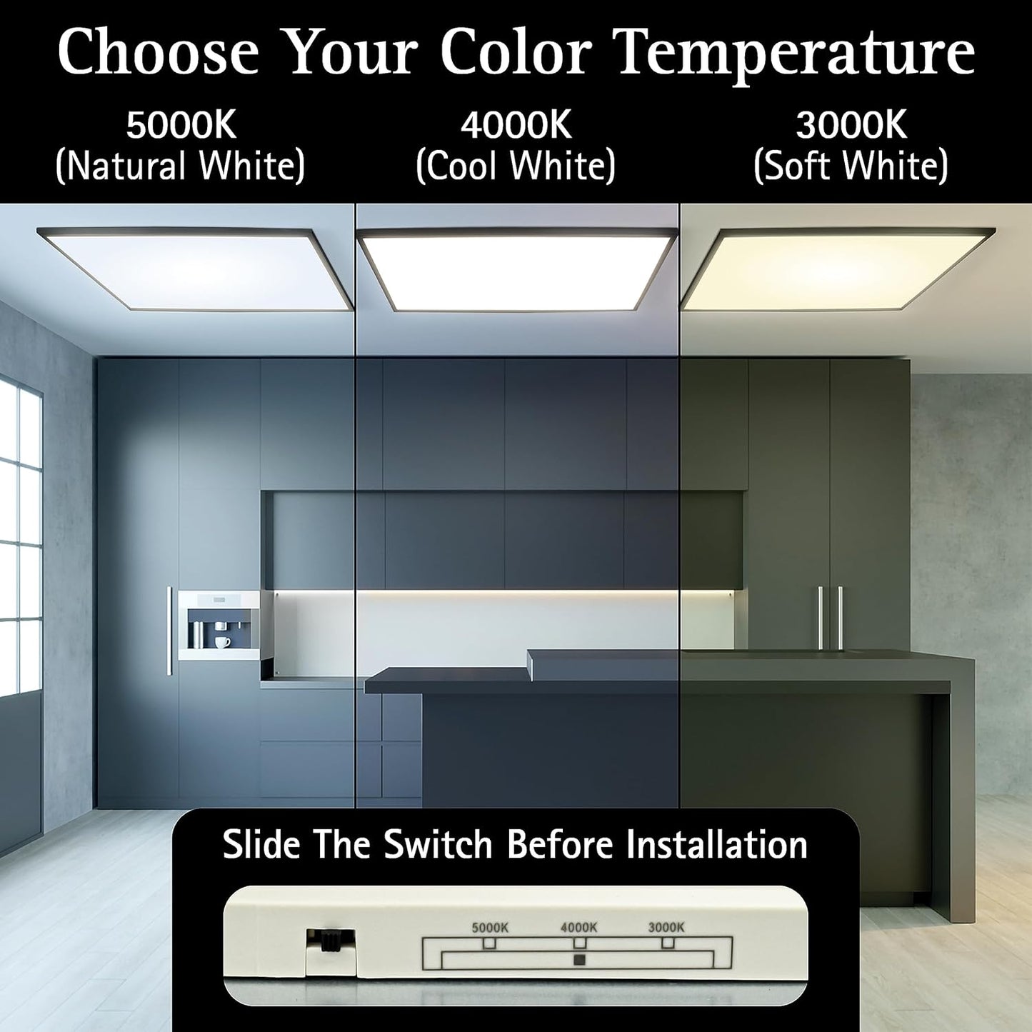 2x4 FT Surface Mount LED Panel, Dimmable & CCT Adjustable