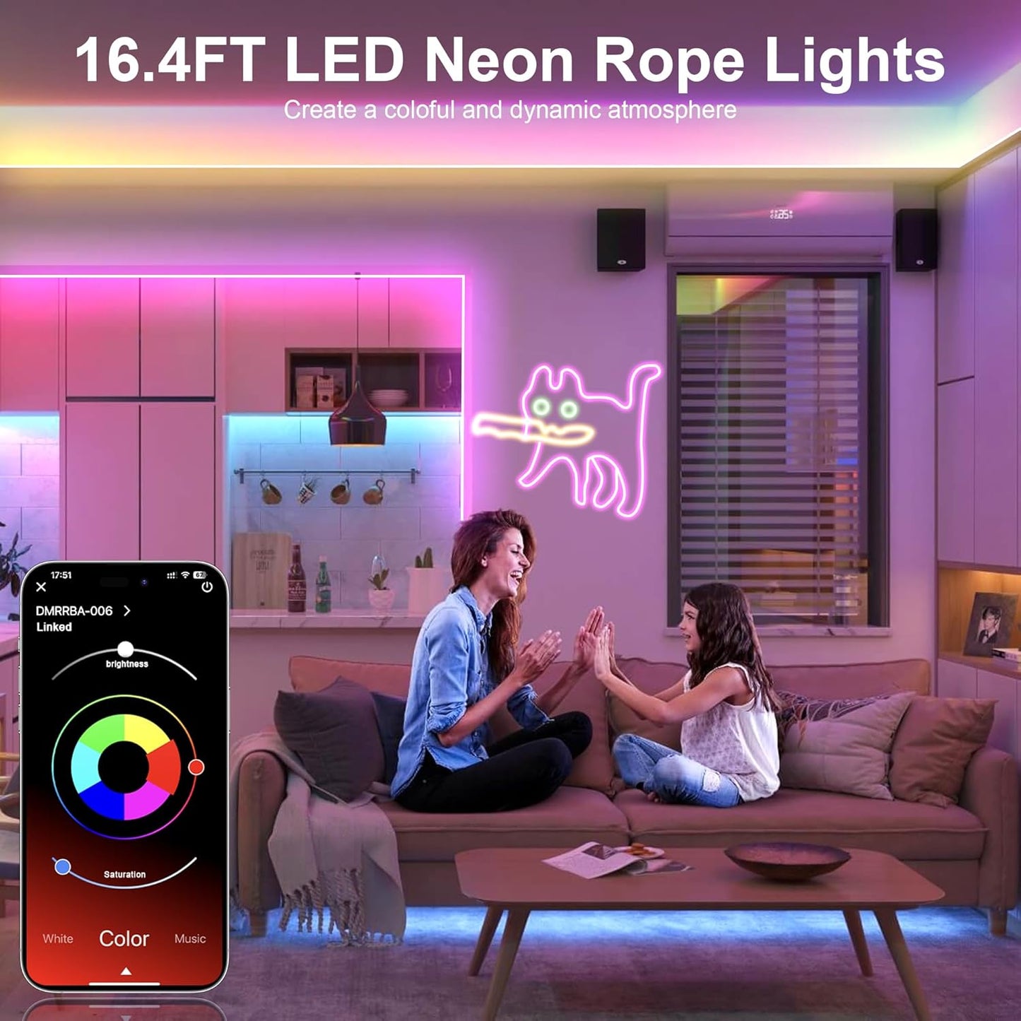 32.8Ft Waterproof RGB Neon Rope Light