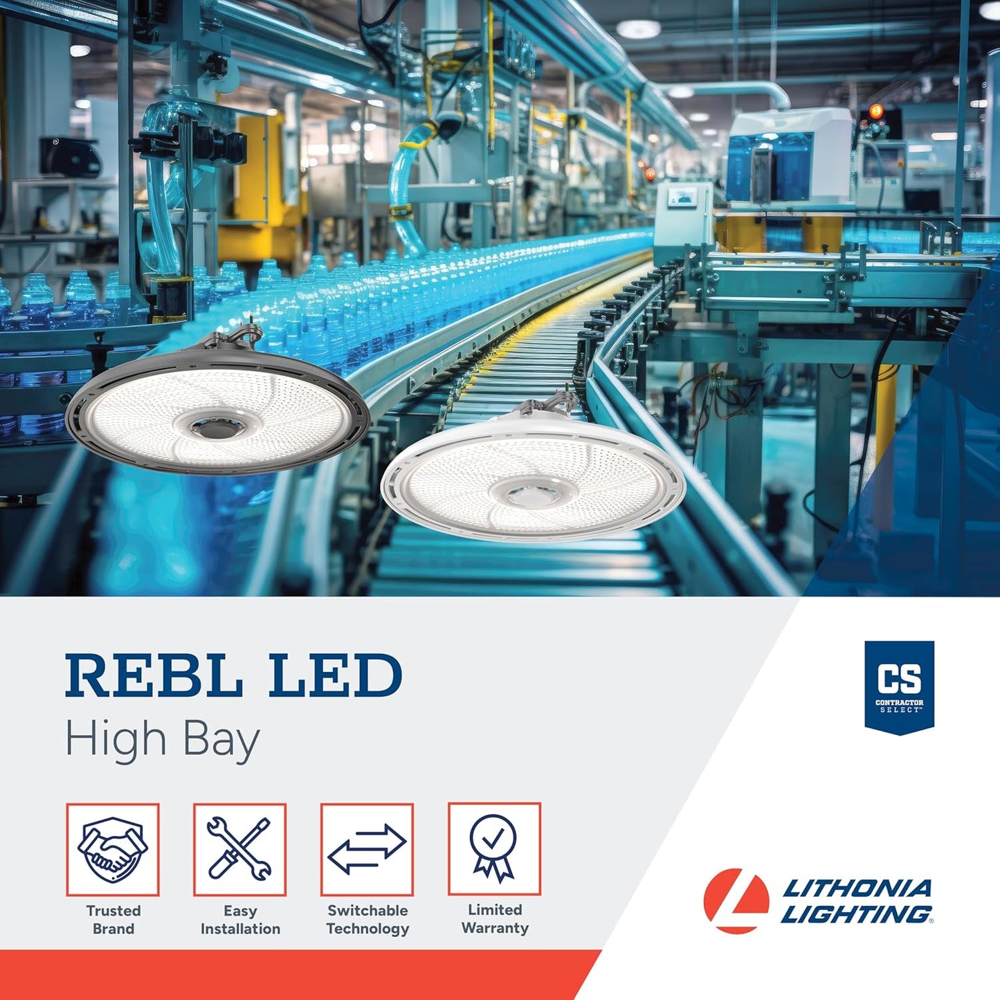 Round High Bay LED Light, 24K-30K Lumens, CCT Adjustable