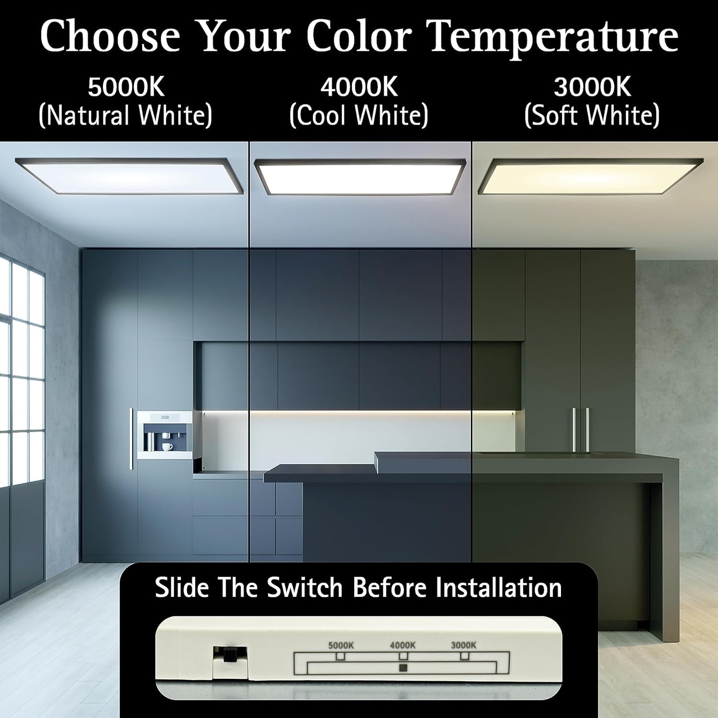 2x4 FT Surface Mount LED Panel, Dimmable & CCT Adjustable