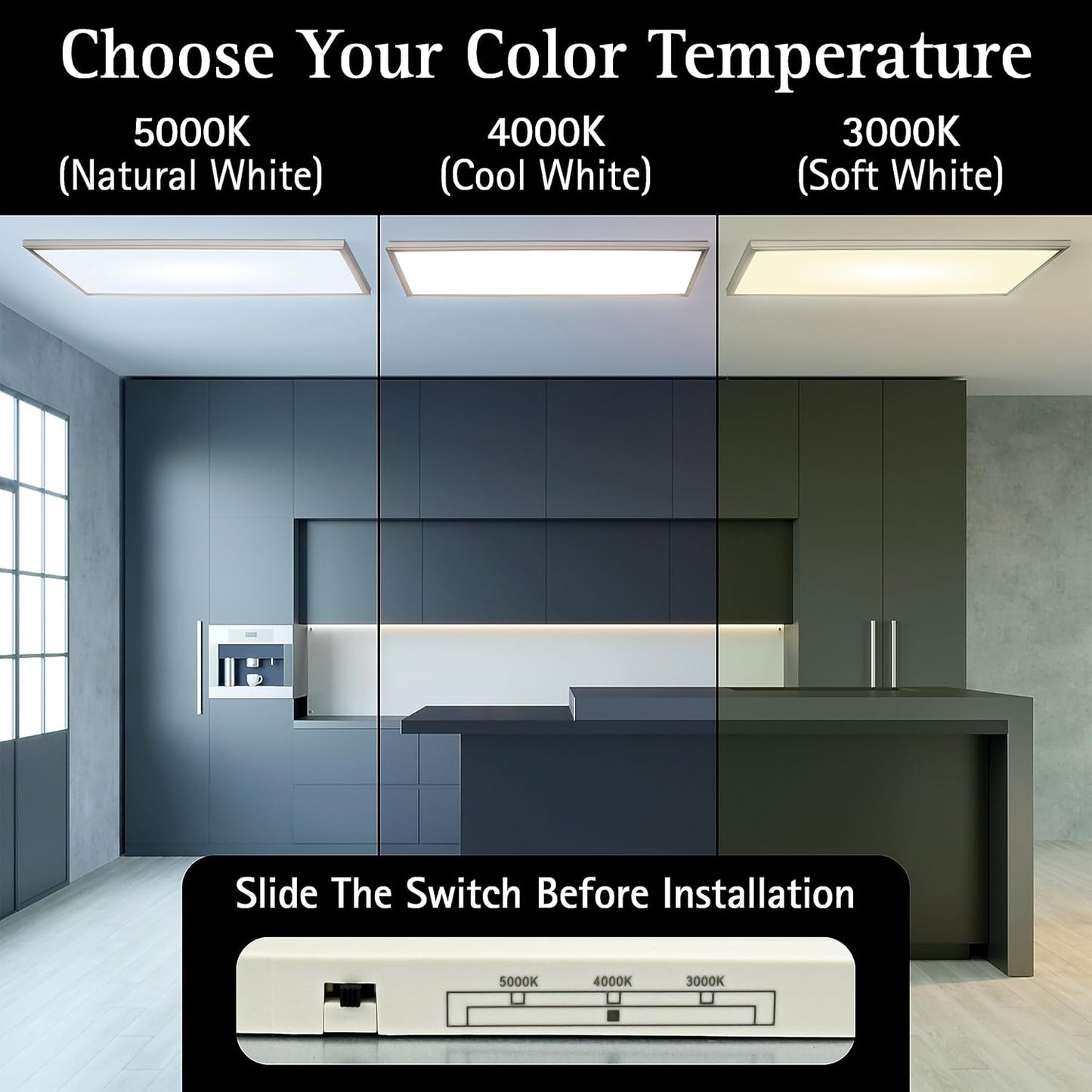 2x4 FT Surface Mount LED Panel, Dimmable & CCT Adjustable