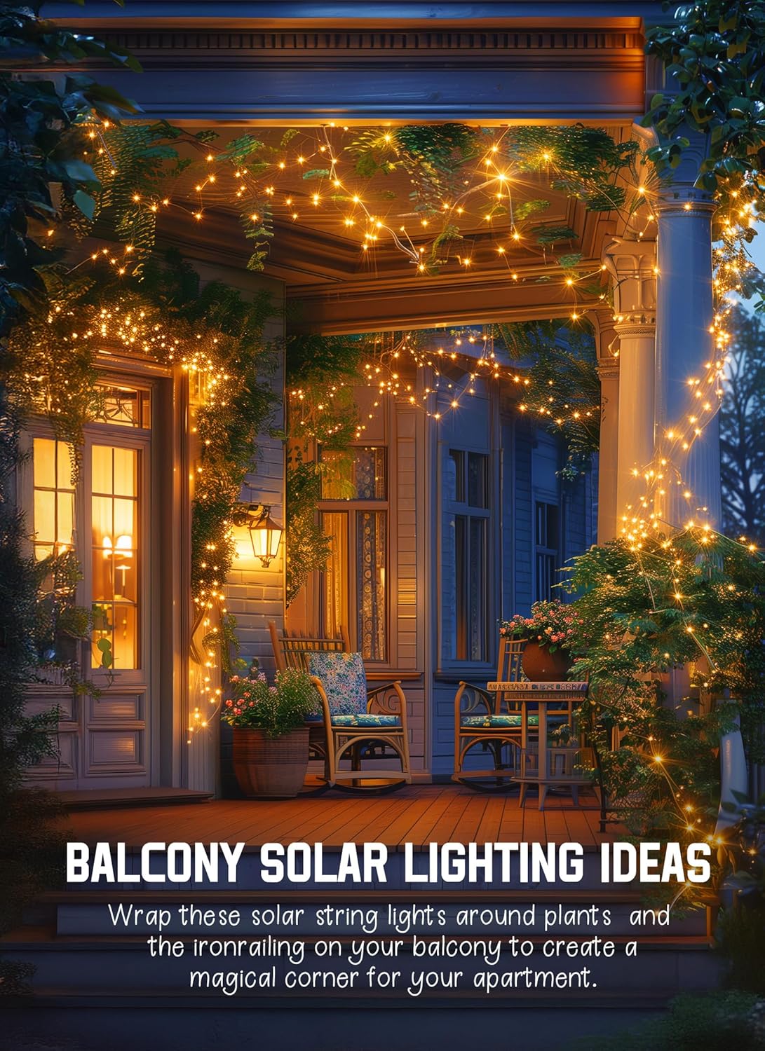 Solar-Powered Warm White Fairy Lights